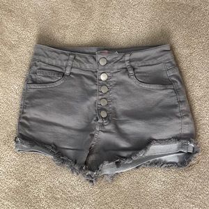 Refuge Stretchy Gray High-Waisted Jean Shorts